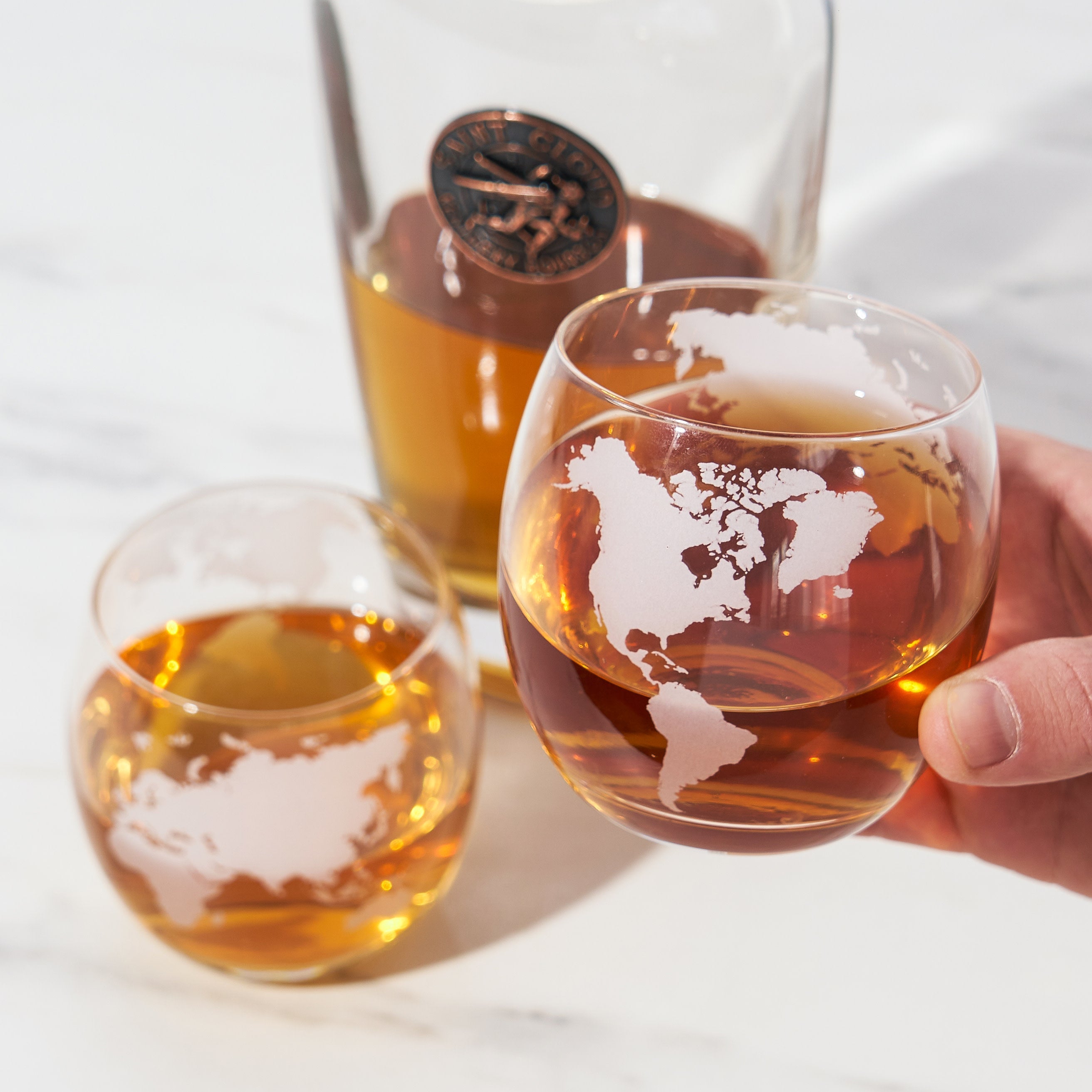 Globe Whiskey Tumblers Set of 2