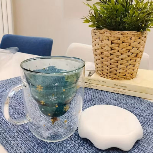 Elegant Christmas Glass Coffee Cup